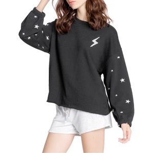 PJ Salvage Women's Pajama Top Size Medium Black Stars Lightening